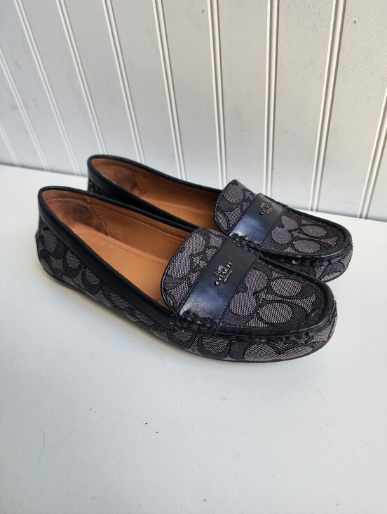 Coach Shoes - COACH ODETTE MONOGRAM LOGO Black & Gray LOAFER SLIP ON SZ 7.5 B